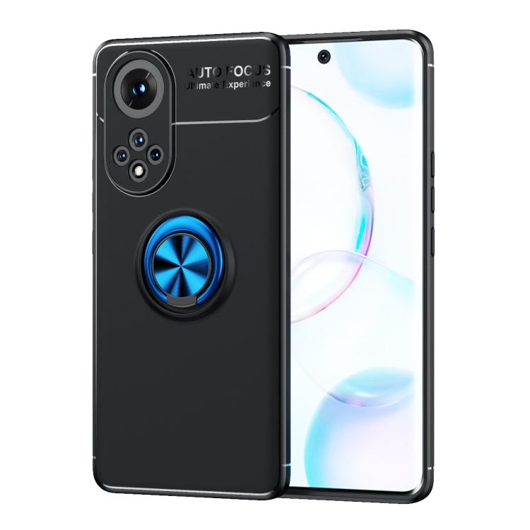 For Huawei Nova 9 Metal Ring Holder 360 Degree Rotating TPU Case(Black Blue) - Huawei Cases by buy2fix | Online Shopping UK | buy2fix