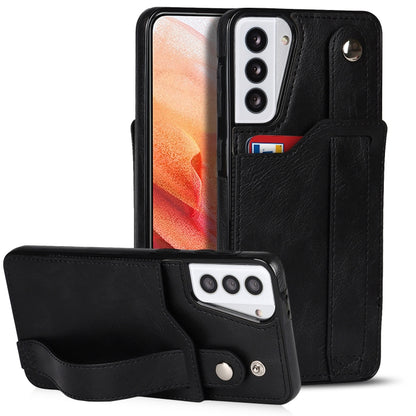 For Samsung Galaxy S21+ 5G Crazy Horse Texture Shockproof TPU + PU Leather Case with Card Slot & Wrist Strap Holder(Black) - Galaxy S21+ 5G Cases by buy2fix | Online Shopping UK | buy2fix