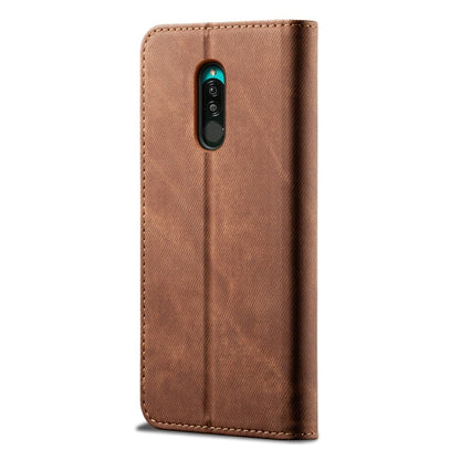 For Xiaomi Redmi 8 Denim Texture Casual Style Horizontal Flip Leather Case with Holder & Card Slots & Wallet(Brown) - Xiaomi Cases by buy2fix | Online Shopping UK | buy2fix