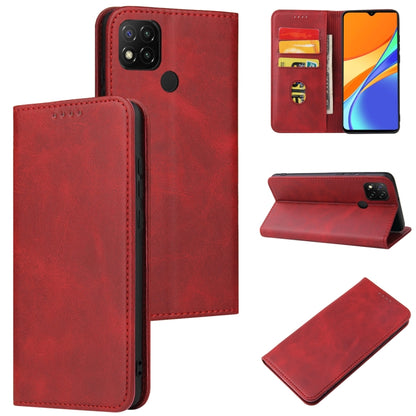 For Xiaomi Redmi 9C Calf Texture Magnetic Horizontal Flip Leather Case with Holder & Card Slots & Wallet(Red) - Xiaomi Cases by buy2fix | Online Shopping UK | buy2fix