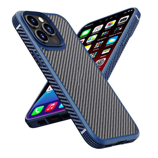 For iPhone 13 Pro iPAKY MG Series Carbon Fiber TPU + PC Shockproof Case (Blue) - iPhone 13 Pro Cases by iPAKY | Online Shopping UK | buy2fix