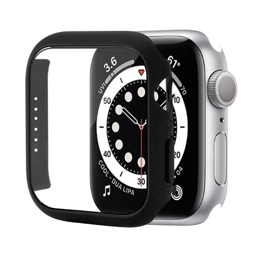 Shockproof PC Protective Case with Tempered Glass Film For Apple Watch Series 8 / 7 41mm(Black) - Watch Cases by buy2fix | Online Shopping UK | buy2fix