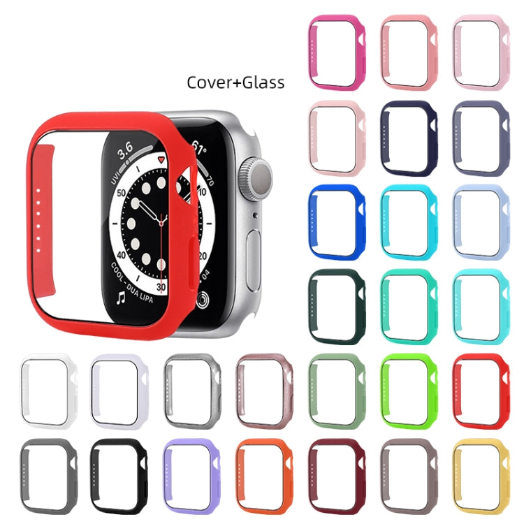 Shockproof PC Protective Case with Tempered Glass Film For Apple Watch Series 8 / 7 41mm(Purple) - Watch Cases by buy2fix | Online Shopping UK | buy2fix