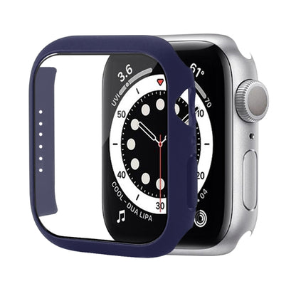Shockproof PC Protective Case with Tempered Glass Film For Apple Watch Series 8 / 7 45mm(Midnight Blue) - Watch Cases by buy2fix | Online Shopping UK | buy2fix