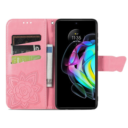 For Motorola Moto Edge 20 Butterfly Love Flower Embossed Horizontal Flip Leather Case with Holder & Card Slots & Wallet & Lanyard(Pink) - Motorola Cases by buy2fix | Online Shopping UK | buy2fix