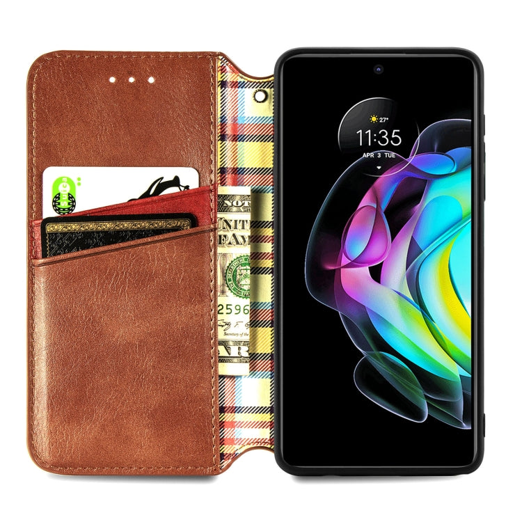 For Motorola Edge 20 Cubic Grid Pressed Horizontal Flip Magnetic PU Leather Case with Holder & Card Slots & Wallet(Brown) - Motorola Cases by buy2fix | Online Shopping UK | buy2fix