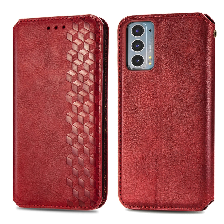 For Motorola Edge 20 Cubic Grid Pressed Horizontal Flip Magnetic PU Leather Case with Holder & Card Slots & Wallet(Red) - Motorola Cases by buy2fix | Online Shopping UK | buy2fix