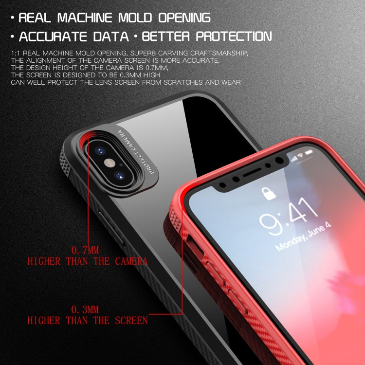 For iPhone XR MG Series Carbon Fiber TPU + Clear PC Four-corner Airbag Shockproof Case(Blue) - More iPhone Cases by buy2fix | Online Shopping UK | buy2fix