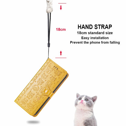 For Motorola Moto Edge 20 Lovely Cat and Dog Embossing Pattern Horizontal Flip Leather Case , with Holder & Card Slots & Wallet & Cartoon Clasp & Lanyard(Yellow) - Motorola Cases by buy2fix | Online Shopping UK | buy2fix
