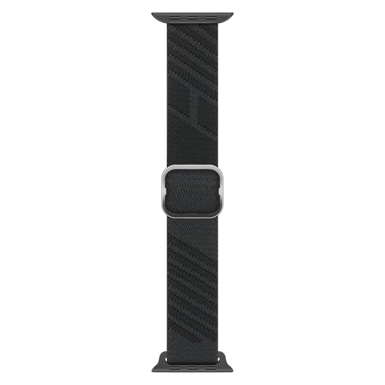 Two-color Nylon Braid Watch Band For Apple Watch Ultra 49mm&Watch Ultra 2 49mm / Series 9&8&7 45mm / SE 3&SE 2&6&SE&5&4 44mm / 3&2&1 42mm(Black Grey) - Watch Bands by buy2fix | Online Shopping UK | buy2fix