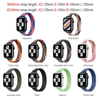 Small Waist Single Loop Nylon Braid Watch Band For Apple Watch Ultra 49mm&Watch Ultra 2 49mm / Series 9&8&7 45mm / SE 3&SE 2&6&SE&5&4 44mm / 3&2&1 42mm, Szie: XS 135mm(Pistachio) - Watch Bands by buy2fix | Online Shopping UK | buy2fix