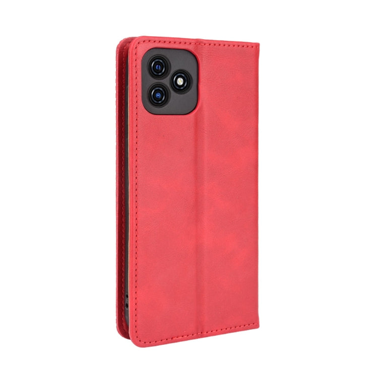 For Blackview Oscal C20 Magnetic Buckle Retro Crazy Horse Texture Horizontal Flip Leather Case with Holder & Card Slots & Photo Frame(Red) - More Brand by buy2fix | Online Shopping UK | buy2fix