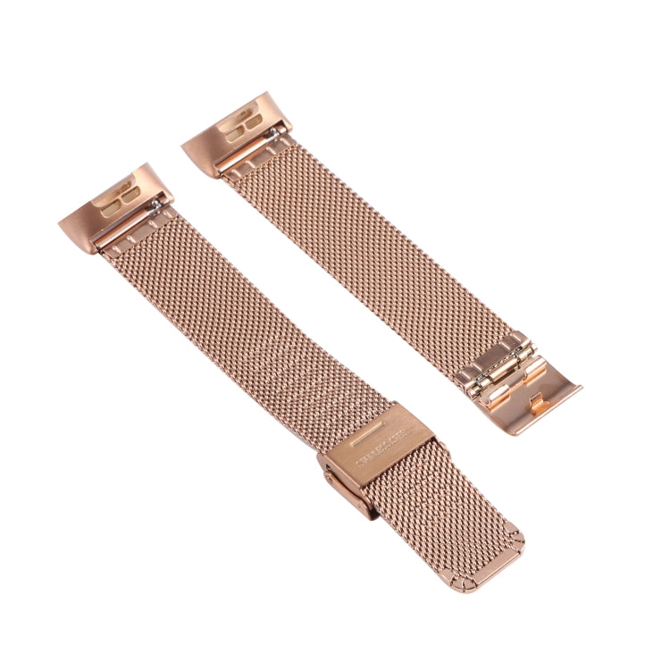 For Fitbit Charge 4 Double Insurance Buckle Milanese Watch Band(Rose Gold) - Watch Bands by buy2fix | Online Shopping UK | buy2fix