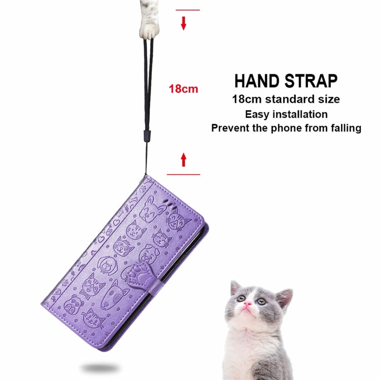 For Doogee N40 Pro Cat and Dog Embossed Horizontal Flip Phone Leather Case with Holder & Card Slot & Wallet & Lanyard(Purple) - More Brand by buy2fix | Online Shopping UK | buy2fix