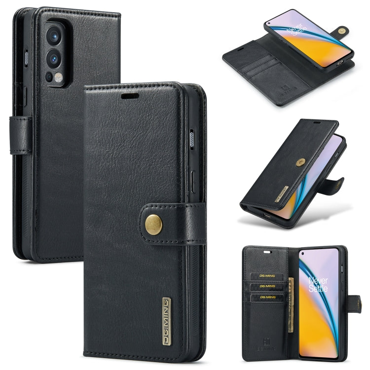 For OnePlus Nord N200 5G DG.MING Crazy Horse Texture Flip Detachable Magnetic Leather Case with Holder & Card Slots & Wallet(Black) - OnePlus Cases by DG.MING | Online Shopping UK | buy2fix