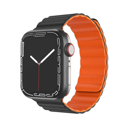 Mutural Moran Series Liquid Silicone Magnetic Strap Watch Band For Apple Watch Series 9&8&7 41mm / SE 3&SE 2&6&SE&5&4 40mm / 3&2&1 38mm(Black + Orange) - Watch Bands by Mutural | Online Shopping UK | buy2fix