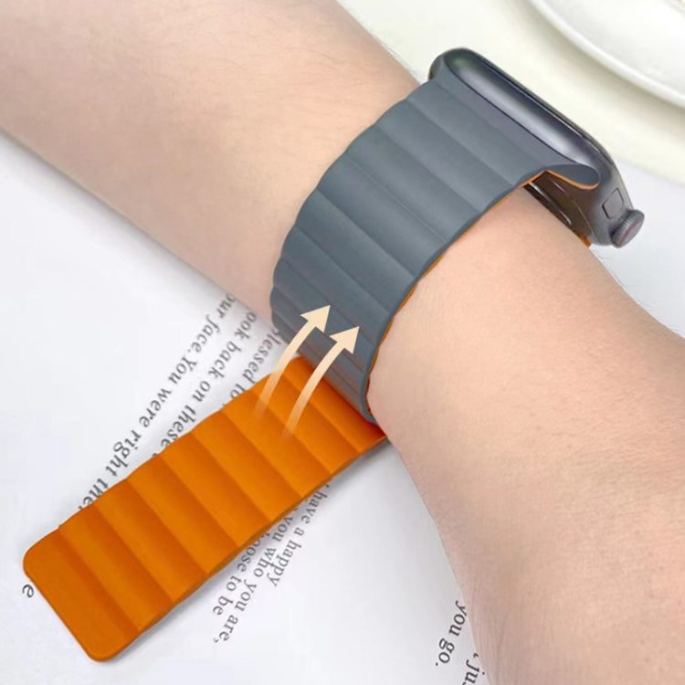 Mutural Moran Series Liquid Silicone Magnetic Strap Watch Band For Apple Watch Series 9&8&7 41mm / SE 3&SE 2&6&SE&5&4 40mm / 3&2&1 38mm(Black + Orange) - Watch Bands by Mutural | Online Shopping UK | buy2fix