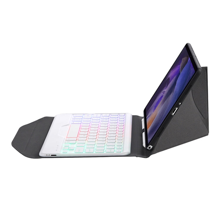 BA08S Backlight Diamond Texture Bluetooth Keyboard Leather Case with Triangle Back Support For Samsung Galaxy Tab A8 2021 SM-X205 / SM-X200(Black + White) - Samsung Keyboard by buy2fix | Online Shopping UK | buy2fix