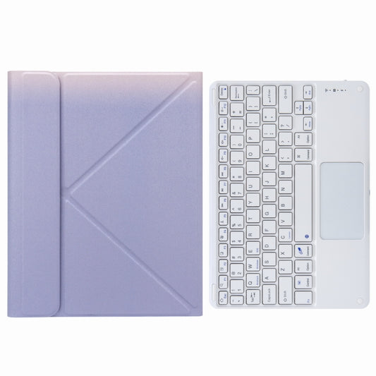 H-097C Touch Bluetooth Keyboard Leather Case with Rear Three-fold Holder For iPad 9.7 2018 & 2017(Purple) - Universal by buy2fix | Online Shopping UK | buy2fix