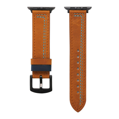 Sewing Matte Leather Watch Band for Apple Watch Series 9&8&7 41mm / SE 3&SE 2&6&SE&5&4 40mm / 3&2&1 38mm(Brown) - Watch Bands by buy2fix | Online Shopping UK | buy2fix