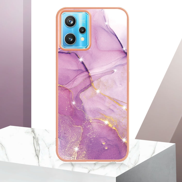 For Realme 9 Pro+ Electroplating Marble Pattern Dual-side IMD TPU Phone Case(Purple 001) - Realme Cases by buy2fix | Online Shopping UK | buy2fix