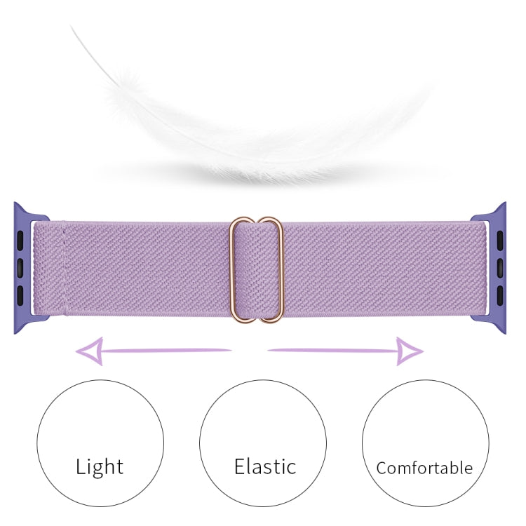 Polyester Nylon Watch Band For Apple Watch Ultra 49mm&Watch Ultra 2 49mm / Series 9&8&7 45mm / SE 3&SE 2&6&SE&5&4 44mm / 3&2&1 42mm(Light Purple) - Watch Bands by buy2fix | Online Shopping UK | buy2fix