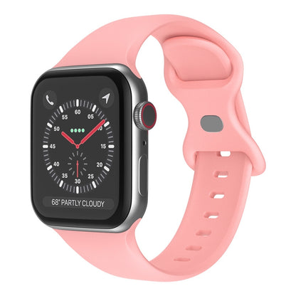 Butterfly Buckle Silicone Watch Band, Size: S For Apple Watch Ultra 49mm&Watch Ultra 2 49mm / Series 9&8&7 45mm / SE 3&SE 2&6&SE&5&4 44mm / 3&2&1 42mm(Light Pink) - Watch Bands by buy2fix | Online Shopping UK | buy2fix