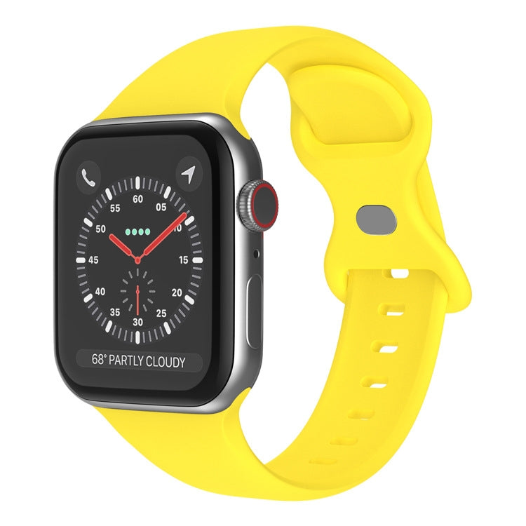 Butterfly Buckle Silicone Watch Band, Size: L For Apple Watch Ultra 49mm&Watch Ultra 2 49mm / Series 9&8&7 45mm / SE 3&SE 2&6&SE&5&4 44mm / 3&2&1 42mm(Yellow) - Watch Bands by buy2fix | Online Shopping UK | buy2fix