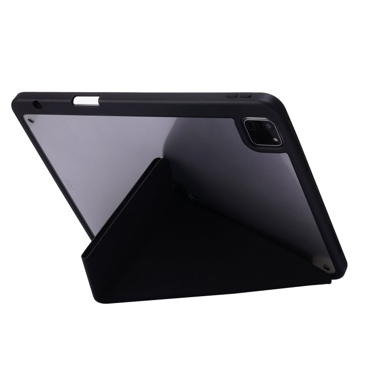 For iPad Air 13 2024 / iPad Pro 12.9 2022 / 2021 / 2020 / 2018 Deformation Transparent Acrylic Leather Tablet Case(Black) - iPad Pro 12.9 (2022/2021) Cases by buy2fix | Online Shopping UK | buy2fix