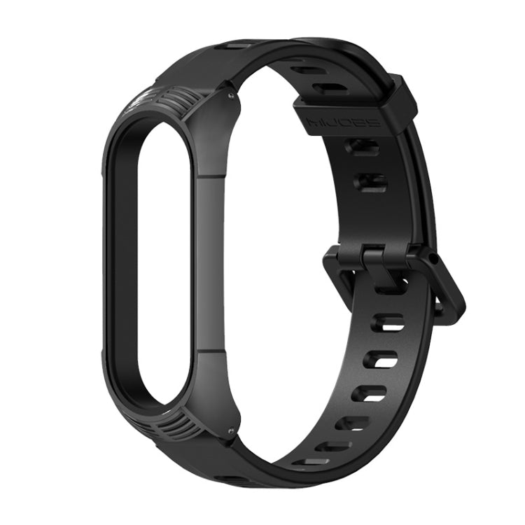For Xiaomi Mi Band 6 / 5 / 4 / 3 Mijobs Flat Hole Silicone Watch Band, Style:TF Case(Black+Black) - Watch Bands by MIJOBS | Online Shopping UK | buy2fix