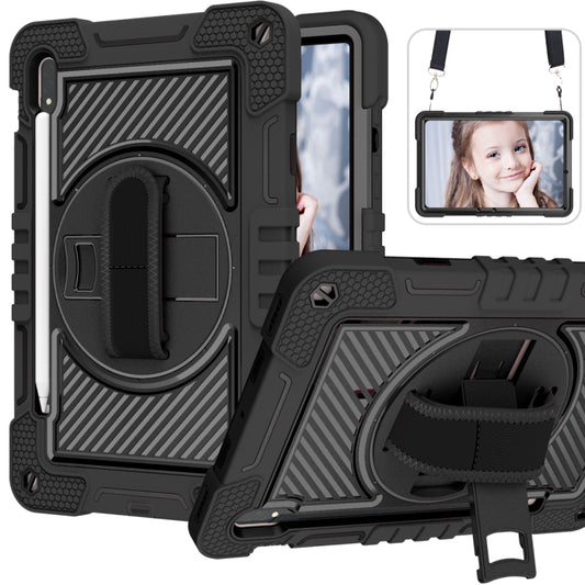 For Samsung Galaxy Tab S7 / S8 360 Degree Rotation Contrast Color Silicone+PC Tablet Case(Black) - Galaxy Tab S8 Cases by buy2fix | Online Shopping UK | buy2fix