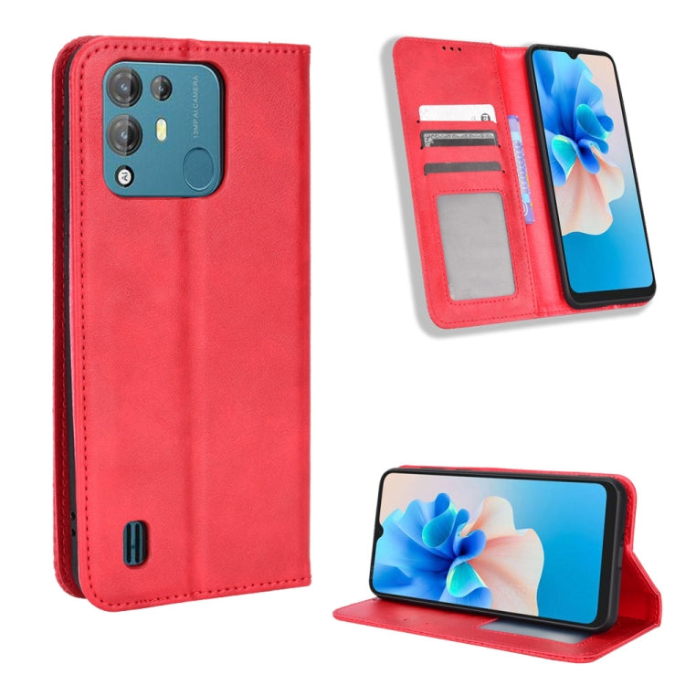 For Blackview A55 Pro Magnetic Buckle Retro Texture Leather Phone Case(Red) - More Brand by buy2fix | Online Shopping UK | buy2fix