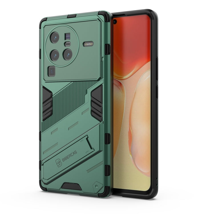 For vivo X80 Pro Punk Armor PC + TPU Phone Case with Holder(Green) - vivo Cases by buy2fix | Online Shopping UK | buy2fix