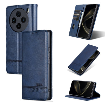 For vivo X100 AZNS Magnetic Calf Texture Leather Phone Case(Dark Blu) - X100 Cases by AZNS | Online Shopping UK | buy2fix