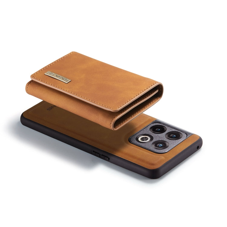 For OnePlus 10 Pro DG.MING M1 Series 3-Fold Multi Card Wallet + Magnetic Phone Case(Brown) - OnePlus Cases by DG.MING | Online Shopping UK | buy2fix