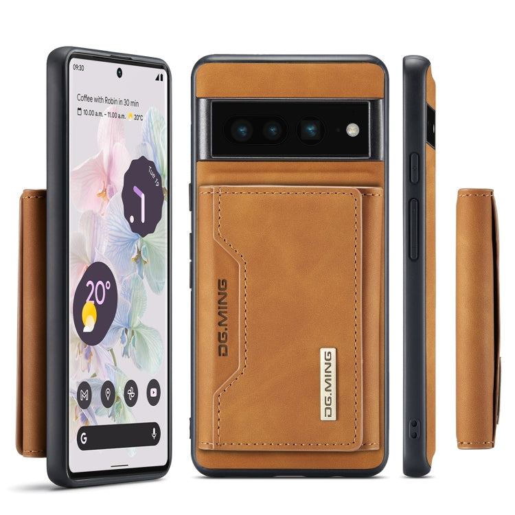 For Google Pixel 7 Pro 5G DG.MING M2 Series 3-Fold Multi Card Bag Phone Case(Brown) - Google Cases by DG.MING | Online Shopping UK | buy2fix