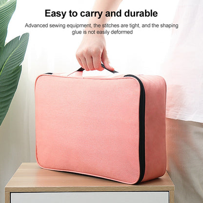 Large Capacity Multi-layers Foldable Fabric Document Storage Bag, Specification:Three Layers-Locked(Pink) - Digital Storage Bag by buy2fix | Online Shopping UK | buy2fix