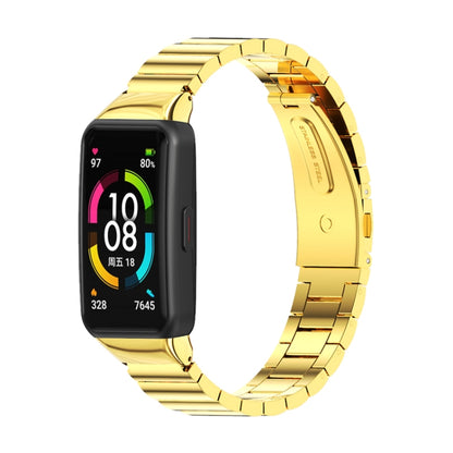 For Huawei Band 6 / Honor Band 6 / 7 Mijobs Bamboo Stainless Steel Metal Watch Band(Gold) - Watch Bands by MIJOBS | Online Shopping UK | buy2fix