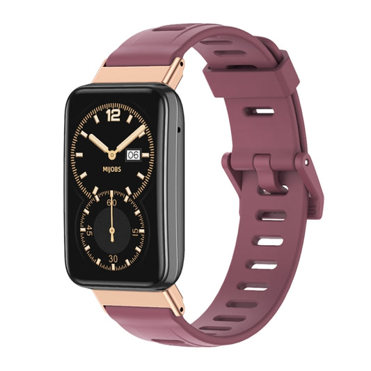 For Xiaomi Mi Band 7 Pro Mijobs Flat Hole TPU Watch Band(Wine Red Rose Gold) - Watch Bands by MIJOBS | Online Shopping UK | buy2fix