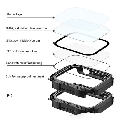 Screen Tempered Glass Film Armor Waterproof Watch Case For Apple Watch Series 8&7 45mm(Purple) - Watch Cases by buy2fix | Online Shopping UK | buy2fix