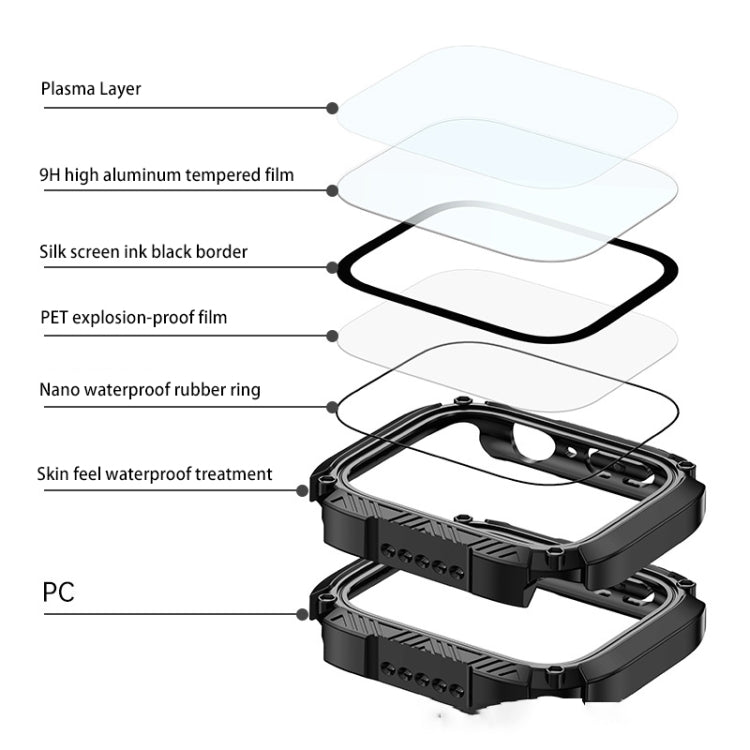 Screen Tempered Glass Film Armor Waterproof Watch Case For Apple Watch Series 8&7 45mm(Green) - Watch Cases by buy2fix | Online Shopping UK | buy2fix