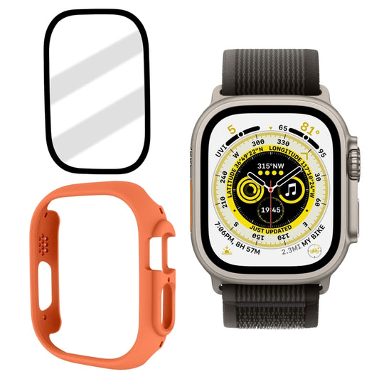 Tempered Glass Film Frosted PC Watch Case For Apple Watch Ultra 49mm / Apple Watch Ultra 2 49mm(Orange) - Watch Cases by buy2fix | Online Shopping UK | buy2fix