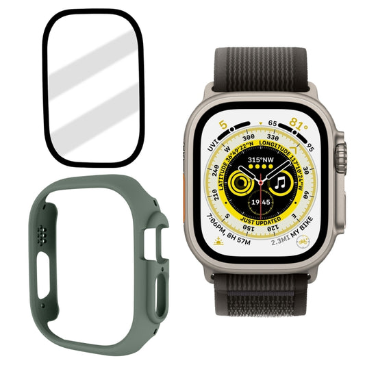 Tempered Glass Film Frosted PC Watch Case For Apple Watch Ultra 49mm / Apple Watch Ultra 2 49mm(Khaki) - Watch Cases by buy2fix | Online Shopping UK | buy2fix