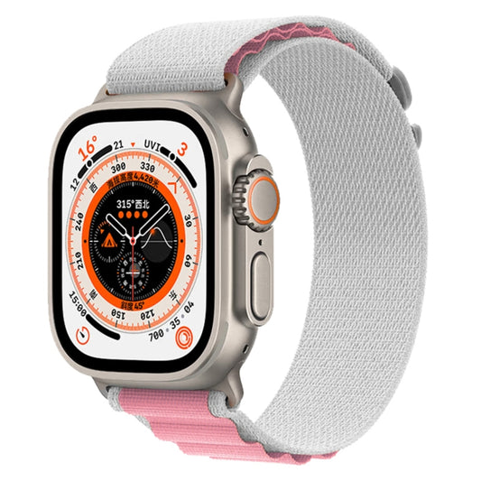 For Apple Watch Ultra 49mm Nylon Watch Band (Gray + Pink) - Watch Bands by buy2fix | Online Shopping UK | buy2fix