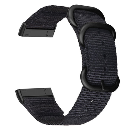 For Fitbit Versa 4 / Sense 2 Universal Three-ring Steel Buckle Nylon Watch Band(Black) - Watch Bands by buy2fix | Online Shopping UK | buy2fix