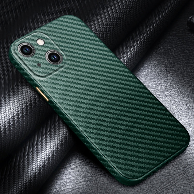 For iPhone 14 Plus R-JUST Carbon Fiber Texture Kevlar Phone Case(Green) - iPhone 14 Plus Cases by R-JUST | Online Shopping UK | buy2fix