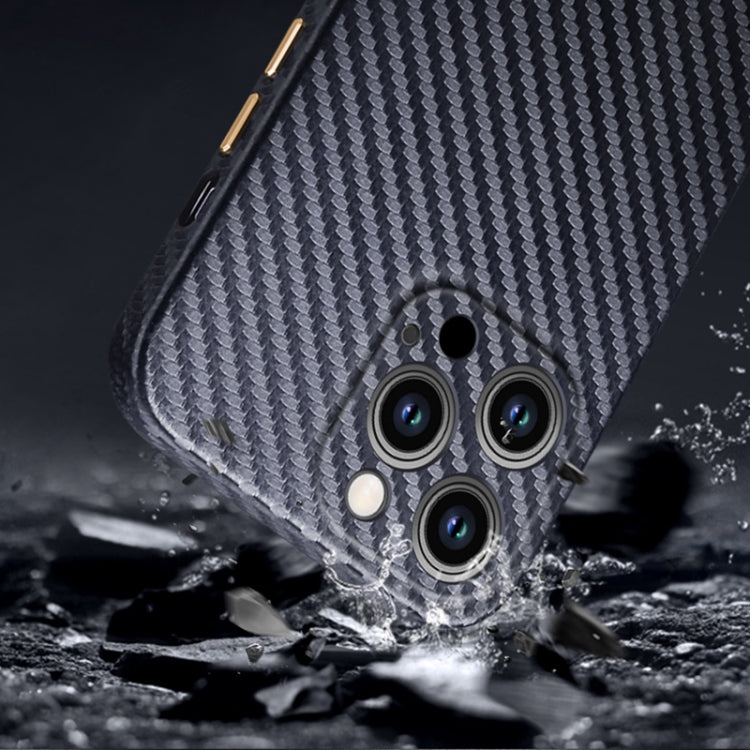 For iPhone 14 Plus R-JUST Carbon Fiber Texture Kevlar Phone Case(Blue) - iPhone 14 Plus Cases by R-JUST | Online Shopping UK | buy2fix