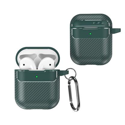 For AirPods 1 / 2 Carbon Fiber Texture Anti-fall Earphone Protective Case(Green) - For AirPods 1/2 by buy2fix | Online Shopping UK | buy2fix