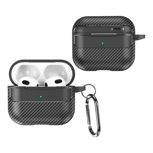 For AirPods 3 Carbon Fiber Texture Anti-fall Earphone Protective Case(Black) - For AirPods 3 by buy2fix | Online Shopping UK | buy2fix