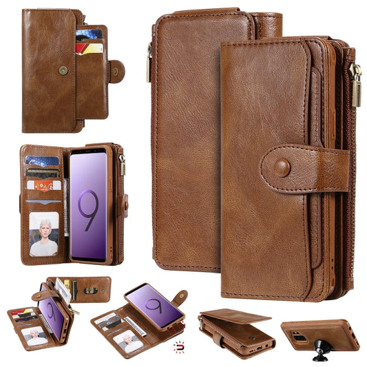 For Galaxy S9 Multifunctional Retro Detachable Magnetic Horizontal Flip Leather Case with Card Slots & Holder & Wallet & Photo Frame(Brown) - Galaxy Phone Cases by buy2fix | Online Shopping UK | buy2fix